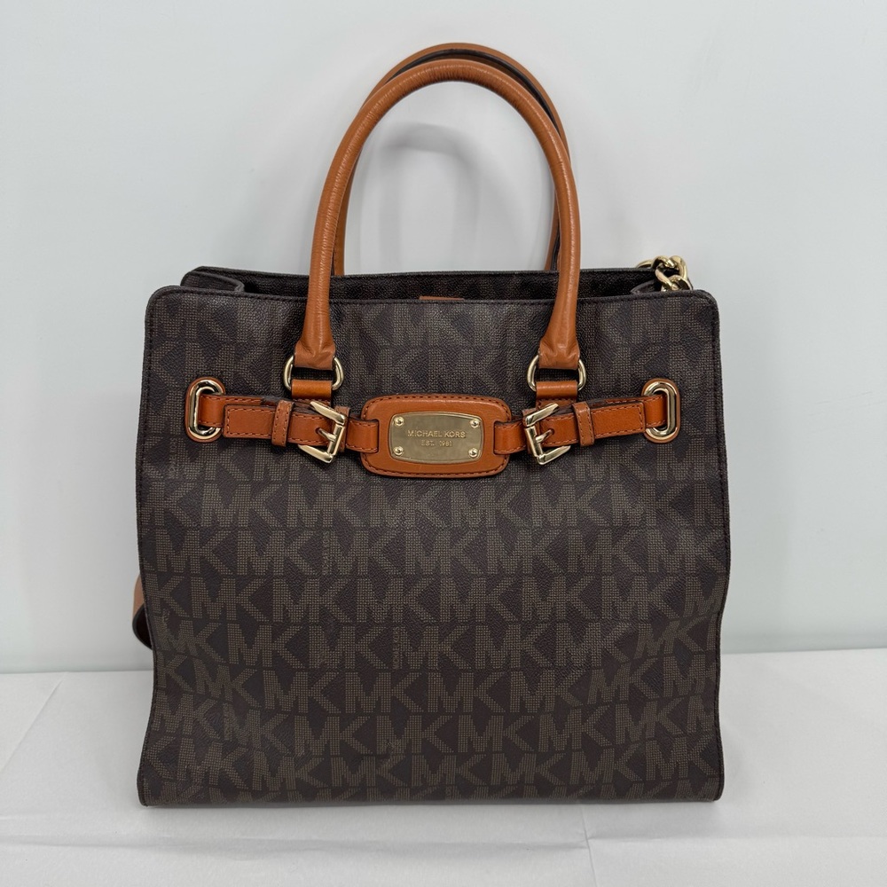 MICHAEL KORS Hamilton Large Shoulder Tote Monogram Brown Bags - Picture 2 of 16